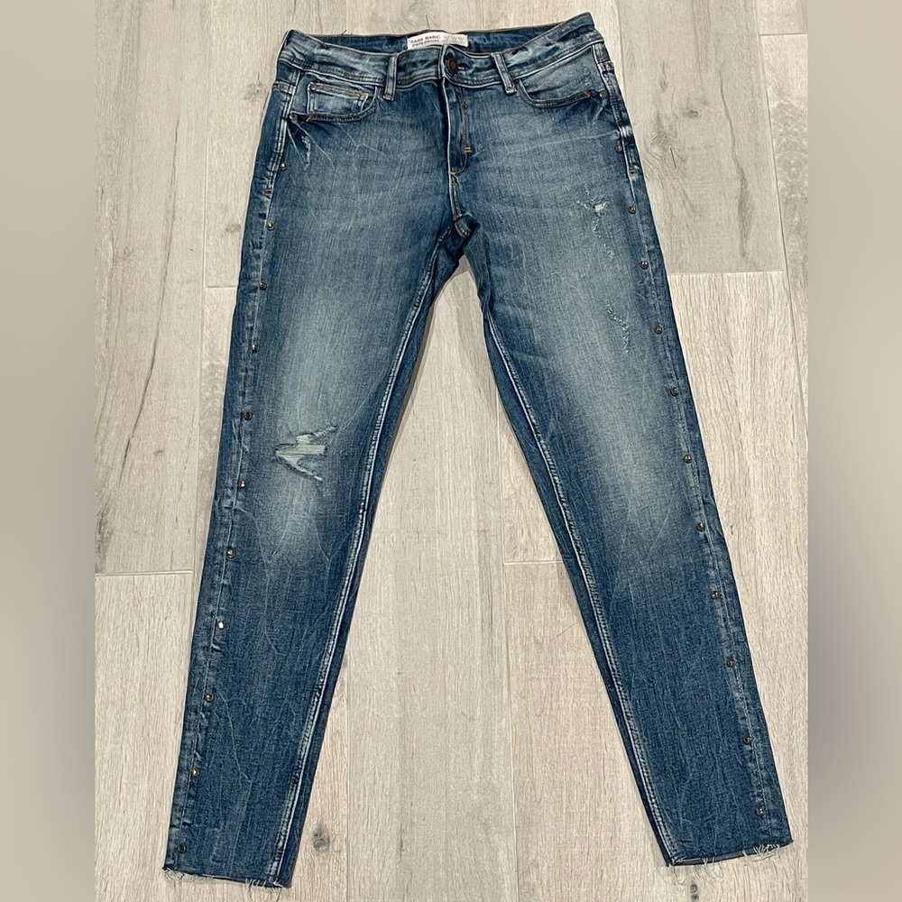 Zara Skinny Blue Distressed Women Jeans Size 6